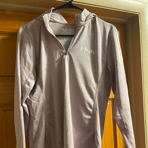 Huk Women's Lavender Icon X 1/4 Zip Long-sleeved Hoodie, Size Large